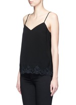 Front View -Click To Enlarge 'Sakshee' scalloped lace hem crepe camisole