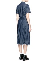 Back View -Click To Enlarge 'The Jackie' frayed hem belted denim dress