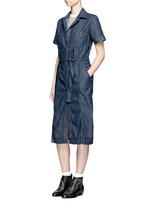 Figure View -Click To Enlarge 'The Jackie' frayed hem belted denim dress