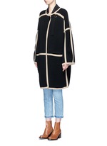 Front View -Click To Enlarge Contrast trim wool-cashmere coat