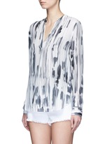 Front View -Click To Enlarge 'Cascade' ink print silk georgette shirt