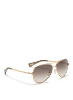 Figure View -Click To Enlarge Herringbone chain rim metal aviator sunglasses