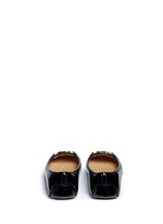 Back View -Click To Enlarge 'Fulton' logo plaque patent leather flats