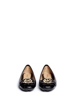 Front View -Click To Enlarge 'Fulton' logo plaque patent leather flats
