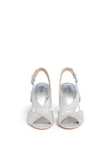 Front View -Click To Enlarge 'Becky' metallic glitter lamé slingback sandals