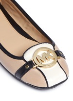 Detail View -Click To Enlarge 'Fulton' logo plaque colourblock leather flats