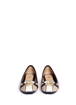 Front View -Click To Enlarge 'Fulton' logo plaque colourblock leather flats