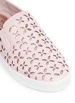 Detail View -Click To Enlarge 'Keaton' perforated floral leather slip-ons