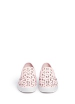 Front View -Click To Enlarge 'Keaton' perforated floral leather slip-ons