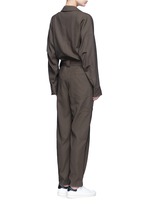 Back View -Click To Enlarge Tie waist utility cotton twill jumpsuit