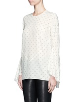 Front View -Click To Enlarge Bell cuff star print silk top