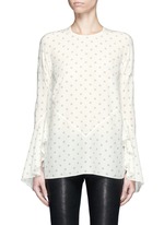 Main View -Click To Enlarge Bell cuff star print silk top