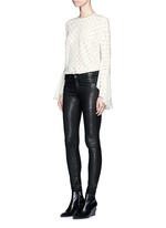 Figure View -Click To Enlarge Bell cuff star print silk top
