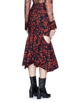Back View -Click To Enlarge Cutout mermaid hem floral print skirt