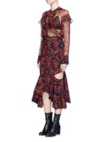 Figure View -Click To Enlarge Cutout mermaid hem floral print skirt