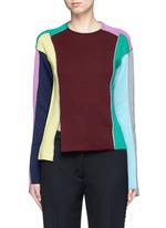 Main View -Click To Enlarge Split colourbock patchwork knit sweater