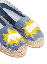 Detail View -Click To Enlarge 'Pow Bang Comics' patent leather appliqué denim espadrilles