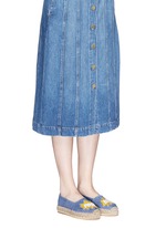 Figure View -Click To Enlarge 'Pow Bang Comics' patent leather appliqué denim espadrilles