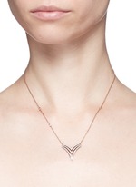 Detail View -Click To Enlarge 'Queen V PM' diamond 18k rose gold necklace