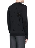Back View -Click To Enlarge Distressed skull wool-cotton sweater
