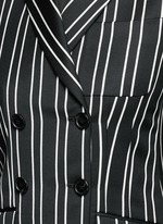 Detail View -Click To Enlarge Stripe wool double breasted side split side coat