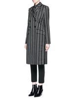 Figure View -Click To Enlarge Stripe wool double breasted side split side coat