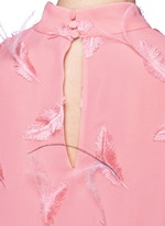 Detail View -Click To Enlarge Ostrich feather embroidery tie waist dress