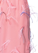 Detail View -Click To Enlarge Ostrich feather embroidery tie waist dress