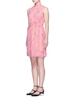Front View -Click To Enlarge Ostrich feather embroidery tie waist dress