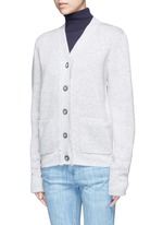 Front View -Click To Enlarge MJ embroidery Merino wool cardigan