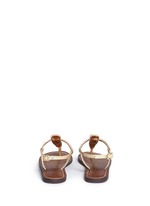 Back View -Click To Enlarge 'Gigi' iridescent croc embossed T-strap kids sandals