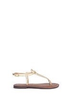 Main View -Click To Enlarge 'Gigi' iridescent croc embossed T-strap kids sandals