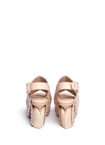 Back View -Click To Enlarge 'Spitalfields' embroidered leather wooden clog sandals
