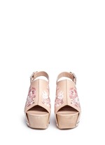 Front View -Click To Enlarge 'Spitalfields' embroidered leather wooden clog sandals