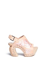 Main View -Click To Enlarge 'Spitalfields' embroidered leather wooden clog sandals