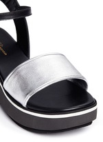 Detail View -Click To Enlarge 'Penny' metallic leather band flatform sandals