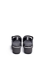 Back View -Click To Enlarge 'Penny' metallic leather band flatform sandals