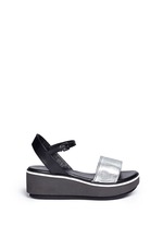 Main View -Click To Enlarge 'Penny' metallic leather band flatform sandals
