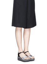 Figure View -Click To Enlarge 'Penny' metallic leather band flatform sandals