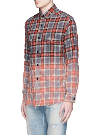 flannel tie shirt laurent distressed dye effect saint check shirts