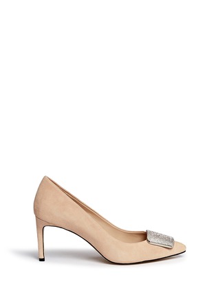 Main View - Click To Enlarge Main View - Click To Enlarge - Pedder Red - 'Jess' strass buckle suede pumps