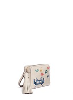 Front View -Click To Enlarge 'Space Invaders' embossed leather crossbody bag