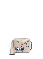 Main View -Click To Enlarge 'Space Invaders' embossed leather crossbody bag