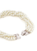 Detail View -Click To Enlarge Crystal clasp multi strand glass pearl necklace