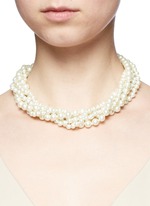 Figure View -Click To Enlarge Crystal clasp multi strand glass pearl necklace