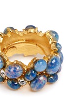 Detail View -Click To Enlarge Opalescent glass cabochon cluster ring