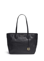 Main View -Click To Enlarge 'Ani' large top zip pebbled leather tote
