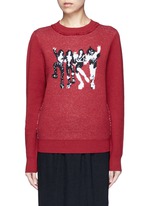 Main View -Click To Enlarge Kiss CD Cover fringed neck intarsia sweater