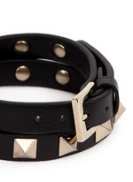 Detail View -Click To Enlarge 'Rockstud' double wrap leather bracelet