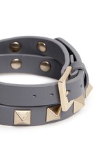 Detail View -Click To Enlarge 'Rockstud' double wrap leather bracelet